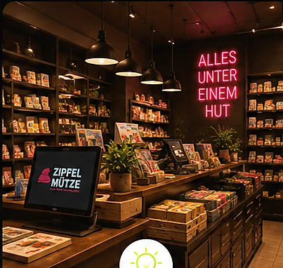 Modernes Ladenkonzept mit ausgewählten Produkten